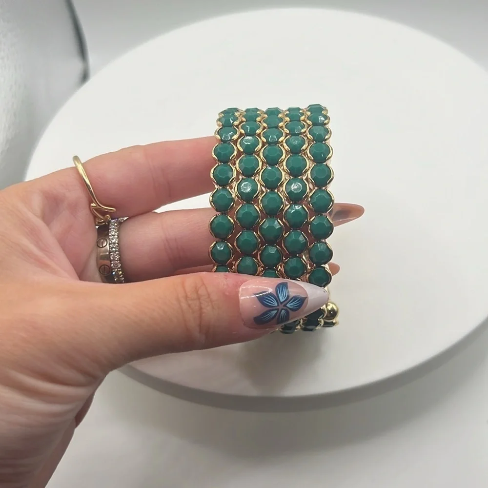 1348. Cara New York Gold and‎ Green Wraparound Bracelet
